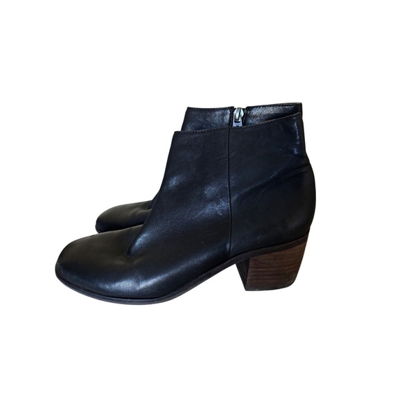 Lucky Brand Shoes - Lucky Womens 6.5M Black Leather Side Zip Block‎ Heel Ankle Boots Whimsigoth Moto